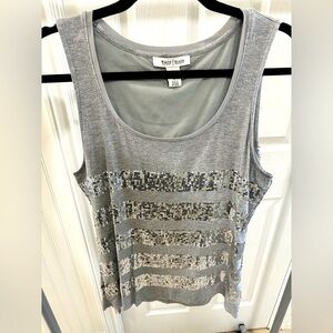 White House Black Market silver sequined tank top
